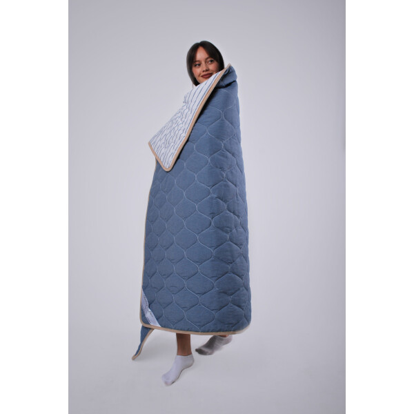 

Одеяло из овечьей шерсти мериносов Ultra Lite Goodnight Store Бело-синий 160х200 см Антиаллергенное Легкое (FB589001684827GN) + Антимолевый чехол