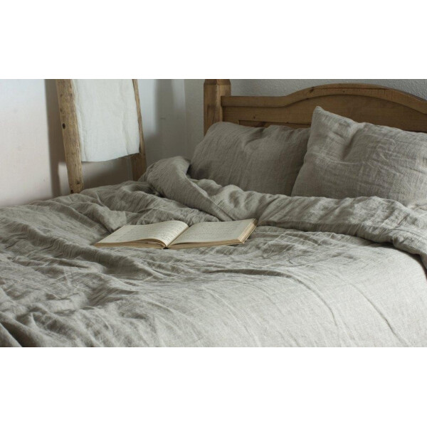 

Льняное постельное бельё CottonTwill Евро Светло-серый 200x220 см