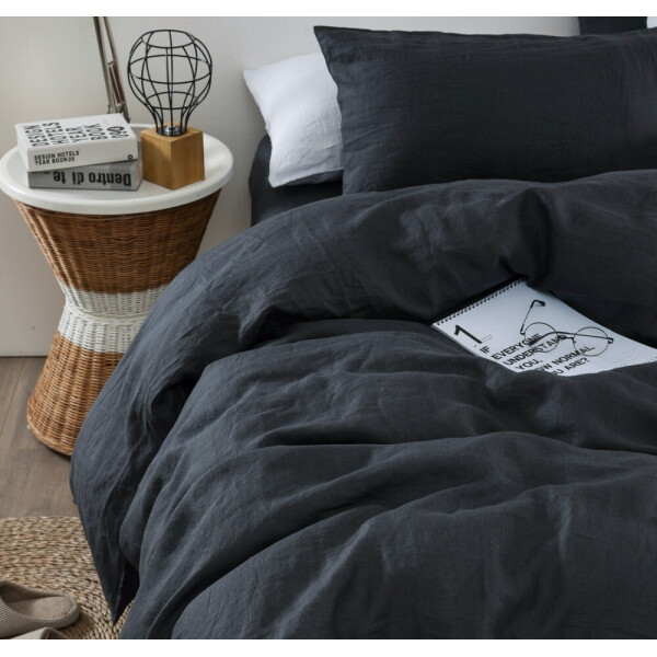 

Льняное постельное бельё CottonTwill Евро Графит 200x220 см