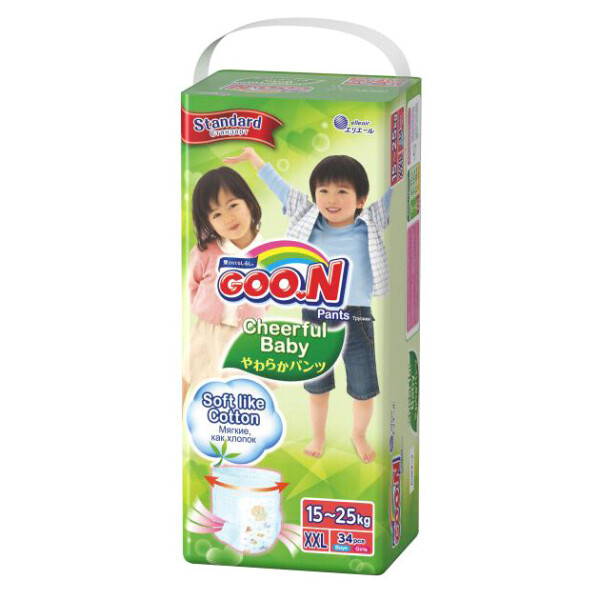 

Подгузники-трусики Cheerful Baby 853883, XXL (15-25 кг), 34 шт.