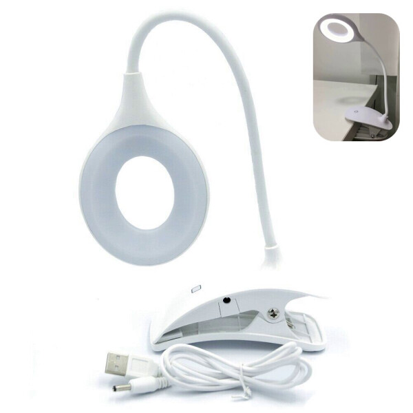 

Настольная LED лампа светильник на прищепке USB 3 режима гибкая шейка сенсорная (984365896)