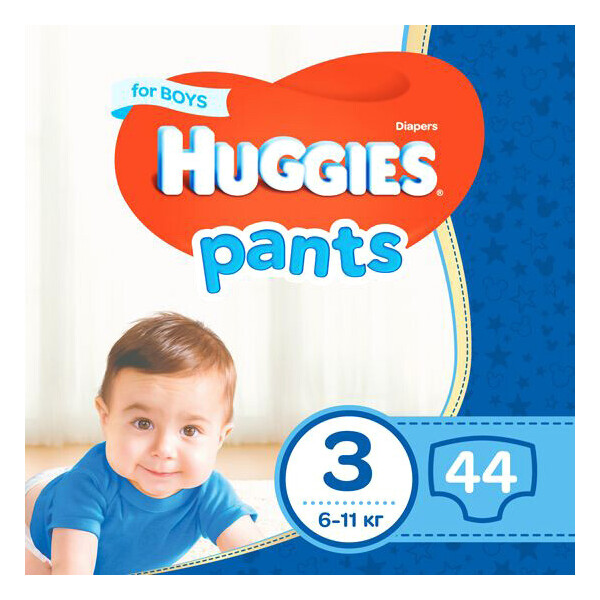 

Трусики-подгузники для мальчиков Huggies Pants 2558121, 3 (6-11 кг), 44 шт.
