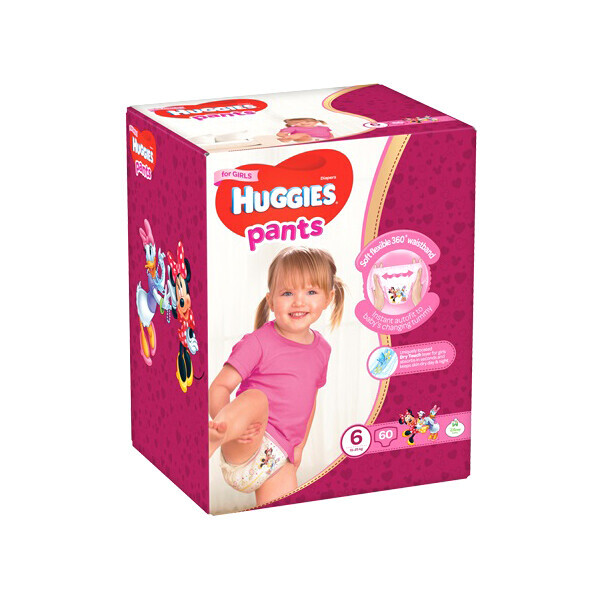 

Подгузники-трусики для девочек Huggies Pants 62558071, 6 (15-25 кг), 60 шт.