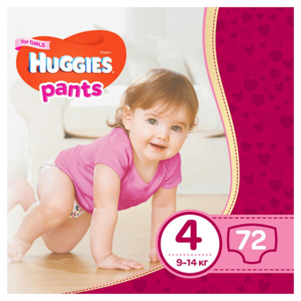 

Трусики-подгузники Huggies Pants 4 Box для девочек, 4, 9-14 кг, 72 шт.
