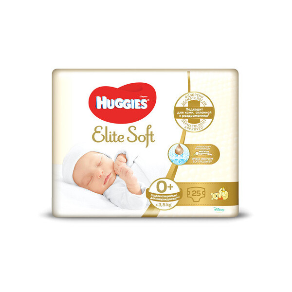 

Подгузники Huggies Elite Soft 9400127, 0+ (до 3,5 кг), 25 шт.