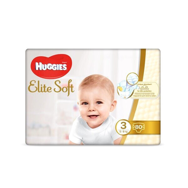 

Подгузники Huggies Elite Soft 3 Mega, 5-9 кг, 80 шт.