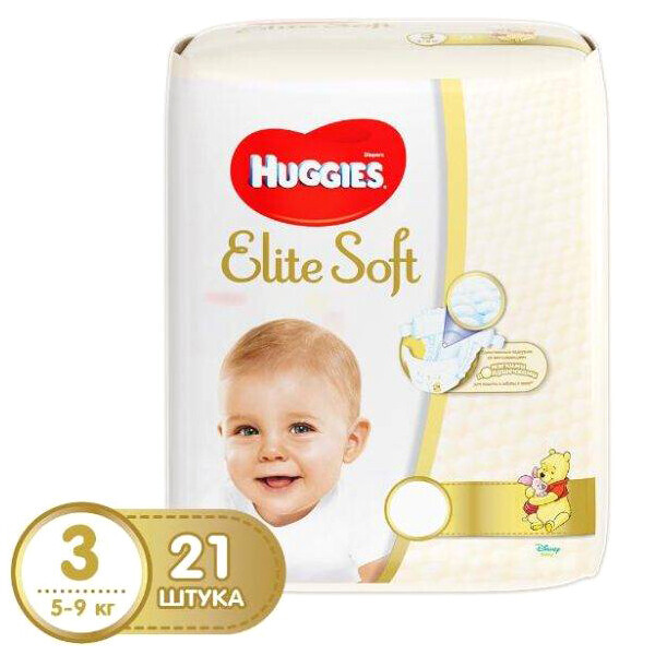 

Подгузники Huggies Elite Soft 3, 4-9кг, 21 шт.