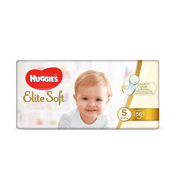 

Подгузники детские Huggies Elite Soft 5, 12-22кг, 56 шт.