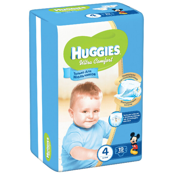 

Подгузники Huggies Ultra Comfort 4, для мальчиков, 19 шт.