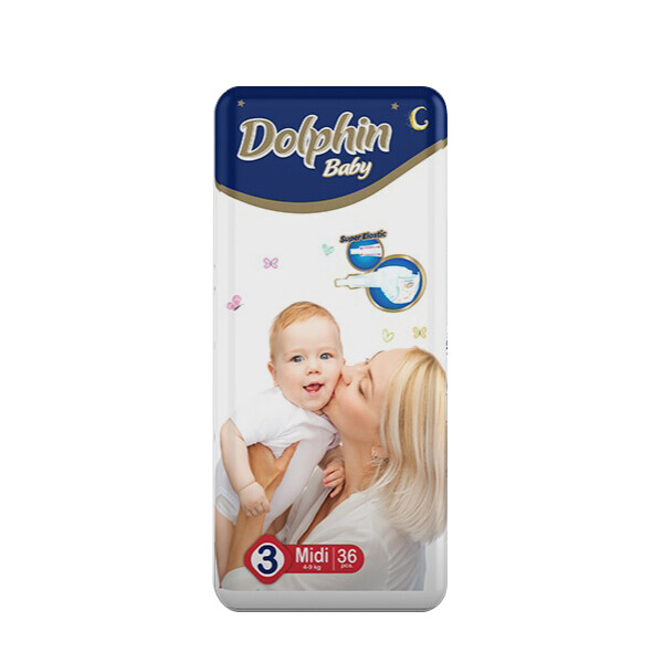 

Подгузники детские Dolphin Midi, 3, 4-9 кг, 36 шт.