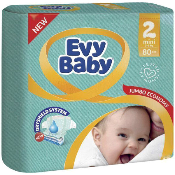 

Подгузники детские Evy Baby Jumbo Economy 2 Mini, 3-6 кг, 80 шт.