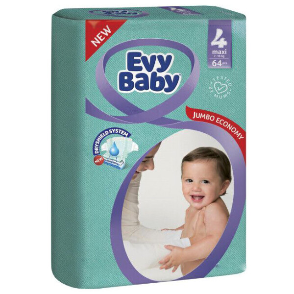 Подгузники детские Evy Baby Jumbo Economy 4 Maxi, 7-18 кг, 64 шт.