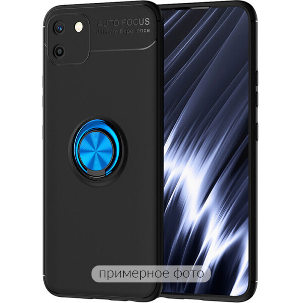 

TPU чехол Deen ColorRing под магнитный держатель (opp) для Realme C15 (Черный / Синий) (931188)