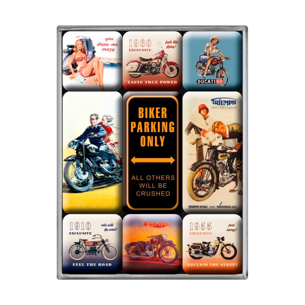 

Набор из 9 магнитов "Biker Parking Only" Nostalgic Art (83018)