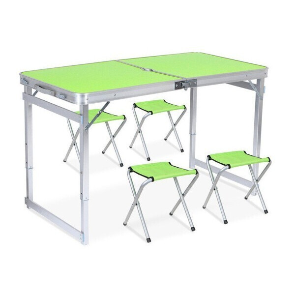 Акція на Раскладной стол чемодан Folding Table Усиленный для пикника со стульями Зеленый від Allo UA