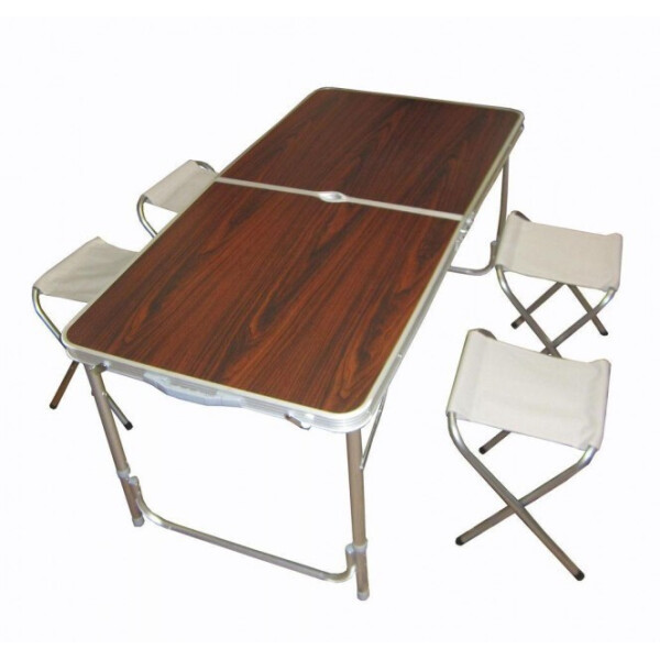 

Раскладной стол чемодан Folding Table Усиленный для пикника со стульями Коричневый