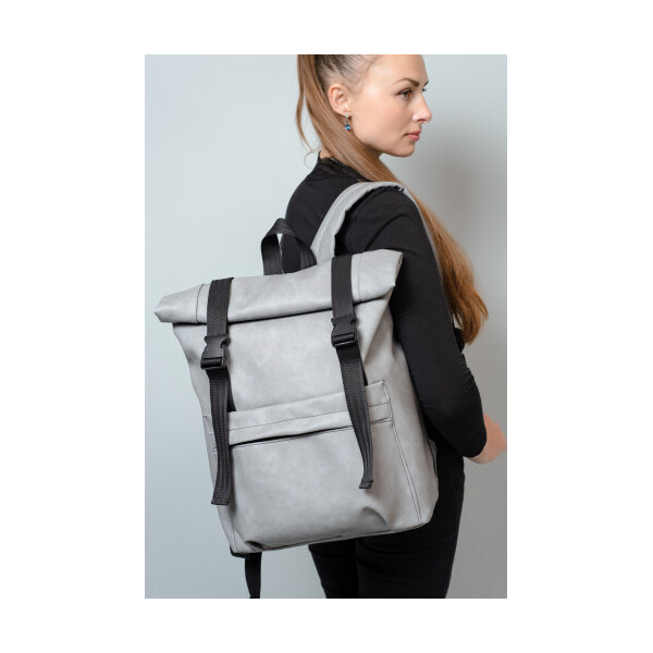 

Рюкзак ролл Sambag RollTop серый нубук жіночий молодіжний