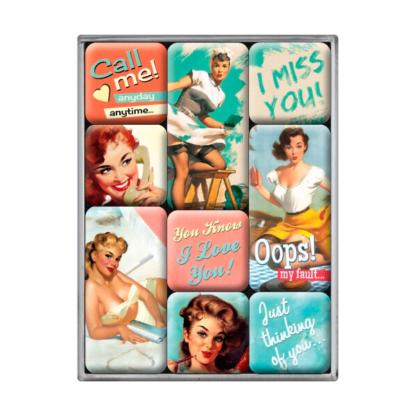 

Набор из 9 магнитов "Say It 50's - Nice Slogans" Nostalgic Art (83051)