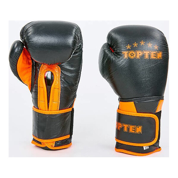 

Перчатки боксерские кожаные TOP TEN MA-6756-OR черный-оранжевый вес 10oz
