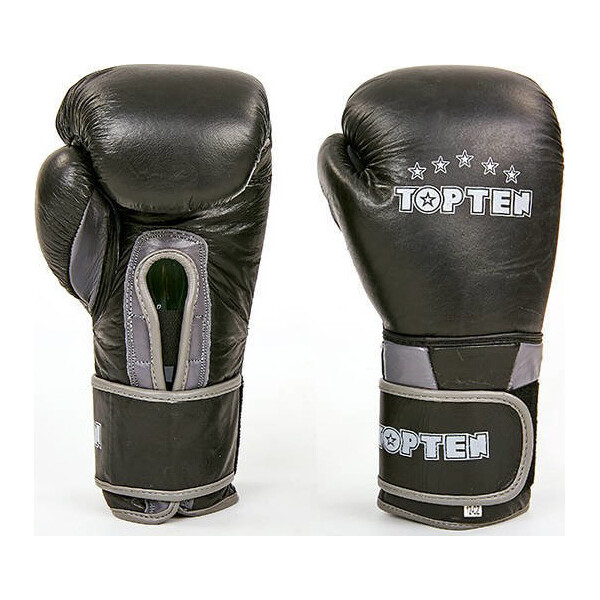 

боксерские кожаные TOP TEN MA-6756-BK черный-серый вес 10oz