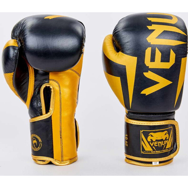 

Перчатки боксерские кожаные VENUM ELITE VL-8291-BK черный-золотой вес 12oz