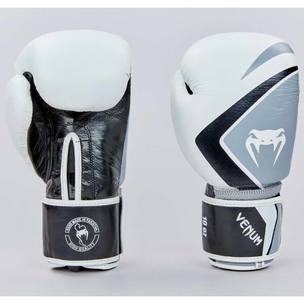 

Перчатки боксерские кожаные Venum Contender 2.0 VL-8202-W белый-серый-черный вес 12oz