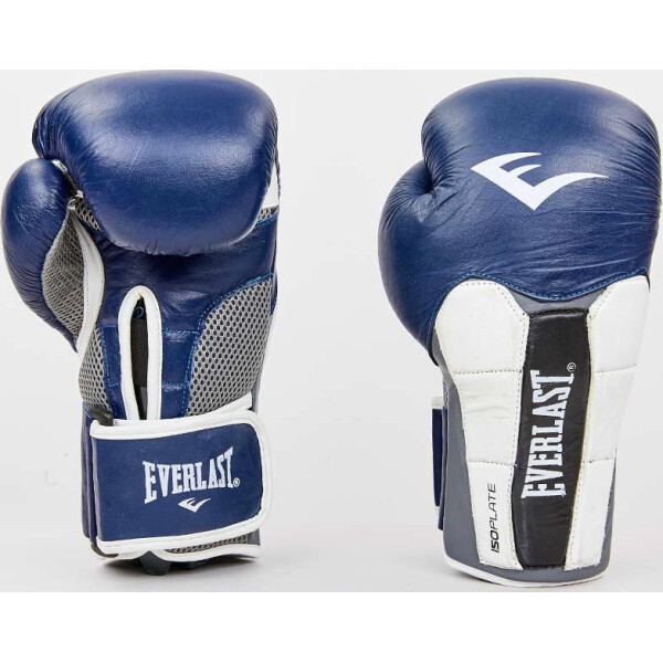 

Перчатки боксерские кожаные Everlast BO-6759-N темно синий-серый вес 10oz