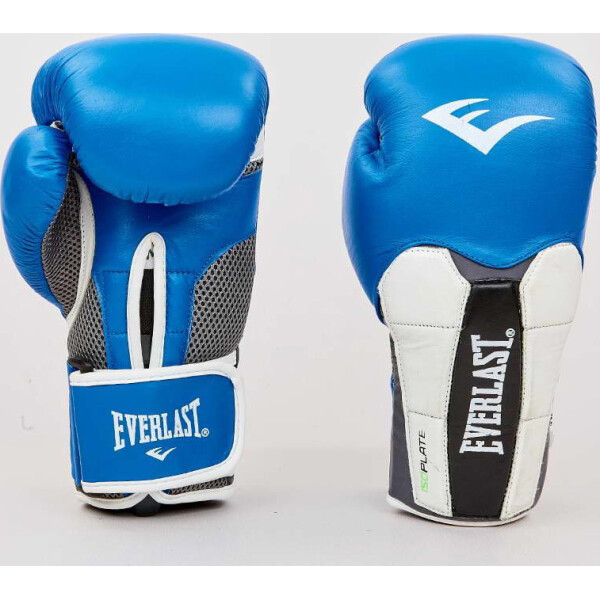

Перчатки боксерские кожаные Everlast BO-6759-B синий-черный вес 12oz