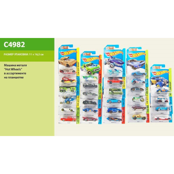 

Машина металл Hot Wheels, в ассорт, на планш, 11*16,5 см /432-6/
