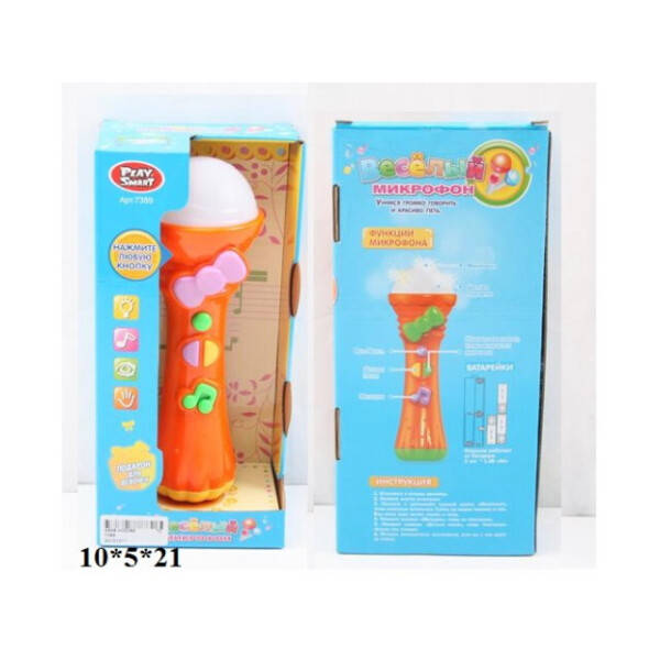 

Микрофон PLAY SMART 7389 батар.муз.свет.3цв.кор.10*5*21 ш.к./72/