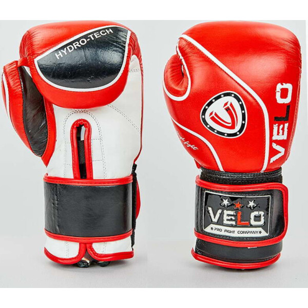 

Перчатки боксерские кожаные Velo VL-8188-R красный вес 14oz