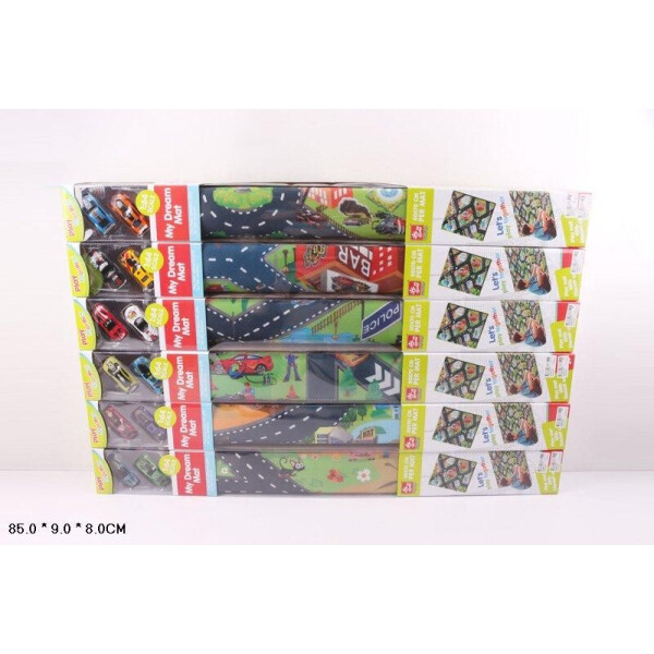 

Игровой коврик 6 видов микс, коврик,2 машинки в кор.85*9*8см /48-2/