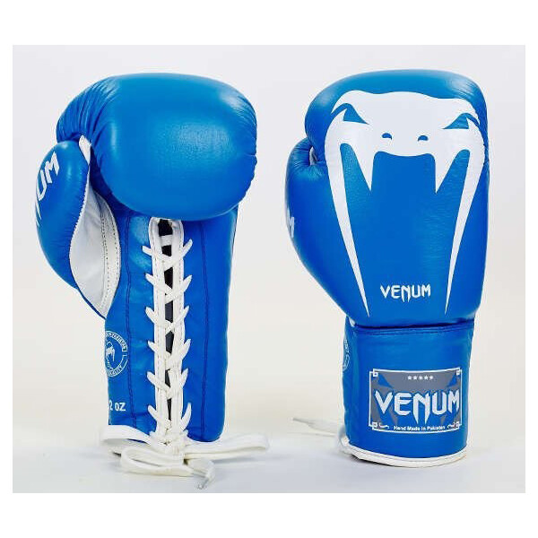 

Перчатки боксерские кожаные на шнурке Venum VL-5786-B вес 10oz Синий