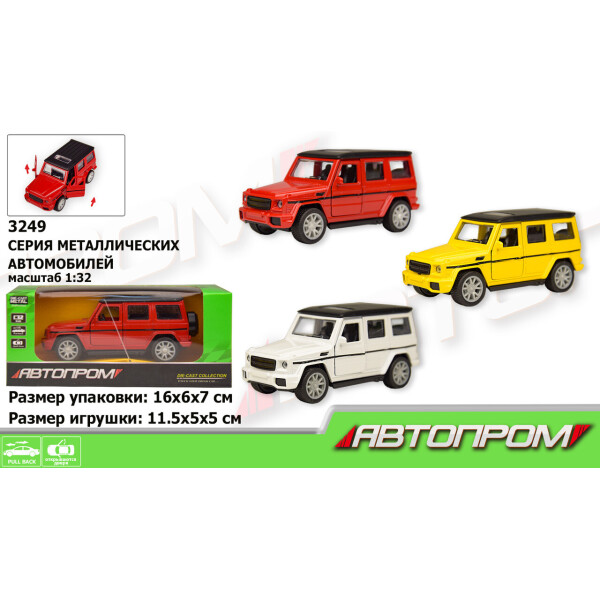 

Машина металл АВТОПРОМ,1:32,3 цвета,откр.двери, в кор.16*7*7см /96-4/