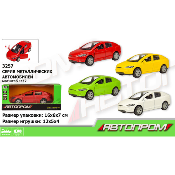

Машина металл АВТОПРОМ,1:32,4 цвета,откр.двери, в кор.16*7*7см /96-4/