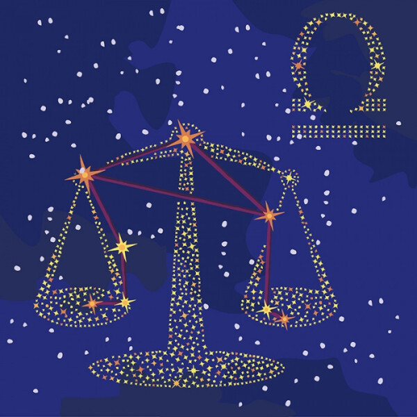 

Набір для розпису по номерах. Фарба металік Зоряний знак Терези 50*50см