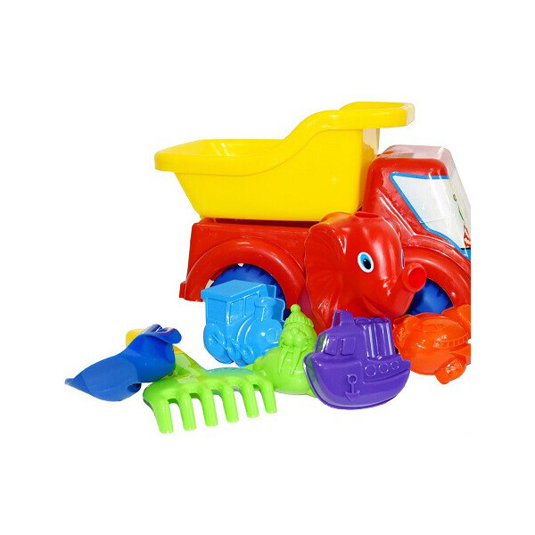 

Машина Вольво-Мультик + набор(лоп.(25см.),грабли и 4 паски, лейка слон) Ябл./8/