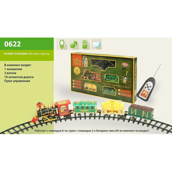 

Ж.Дорога PLAY SMART 0622 Мой первый поезд на р.у.муз.свет.дым кор.70*10*44 ш.к./8/