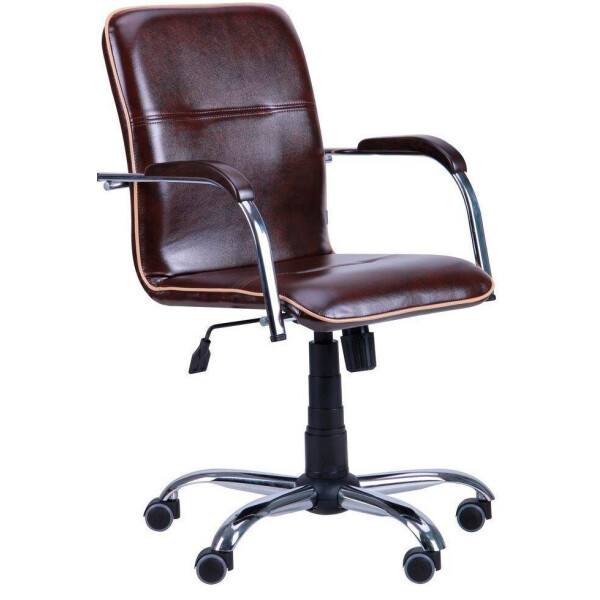 Акция на Офисное Кресло Руководителя Richman Самба Мадрас Dark Brown Хром М1 Tilt Коричневое от Allo UA