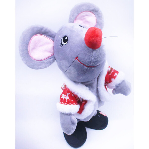 

Игрушка муз.Мышка в новогод. одеждедвиг.30cм