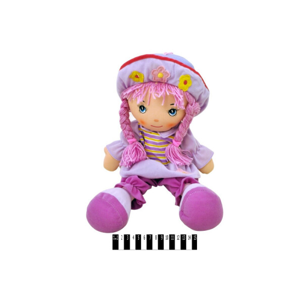 

Кукла мягкая в шляпе муз. 2цв. в п/э .46*21см. /48-2/