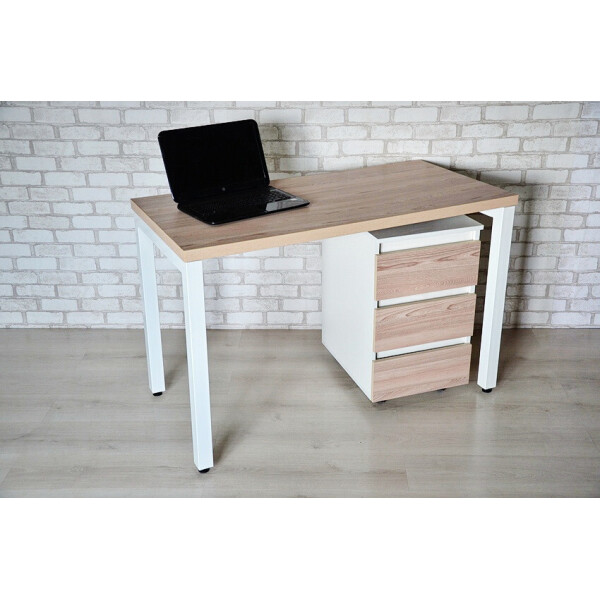 

Стол Тавол КС 8.2 с передвижной тумбой металл опоры черные 140смх60смх75см ДСП 36 мм Ясень/Белый