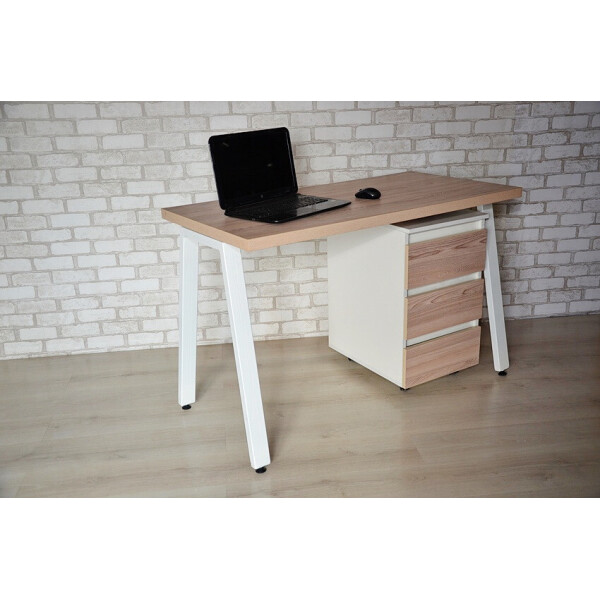 

Стол Тавол КС 8.4 с передвижной мобильной тумбой металл опора белая 120смх60смх75см ДСП 36 мм Белый/Ясень