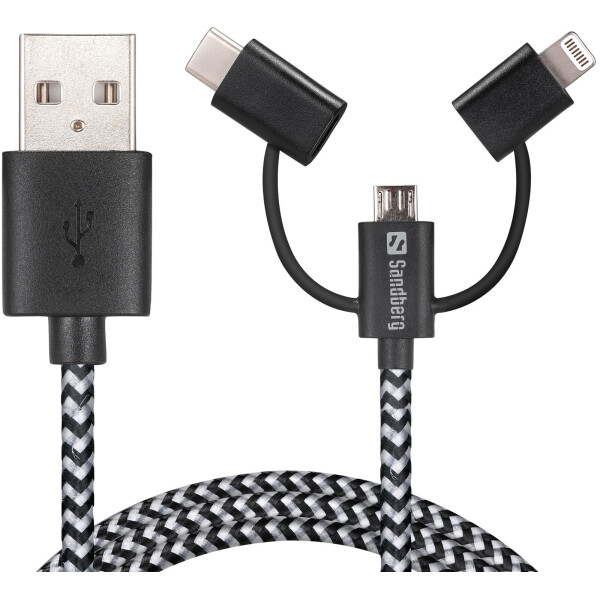 

Кабель Lightning + MicroUSB + USB-C 1m, Sandberg