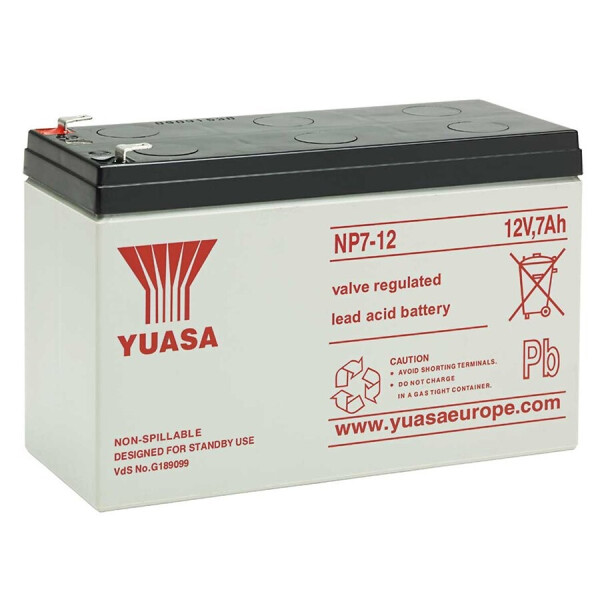 

Аккумуляторная свинцово-кислотная батарея для ИБП Yuasa NP7-12 12V 7Ah ( 151х65х94 (97,5)) 2.65кг