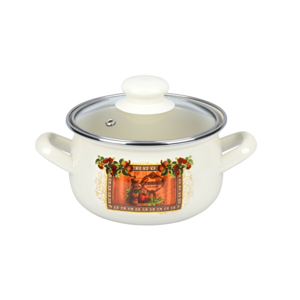 

Каструля Ardesto Italian Gourmet, скляна кришка, 1.5 л, айворі, емальована