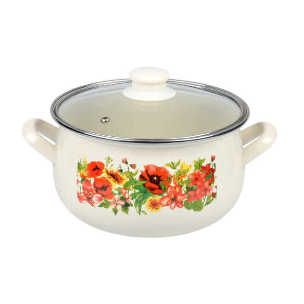

Каструля Ardesto Meadov, скляна кришка, 3.5 л, айворі, емальована