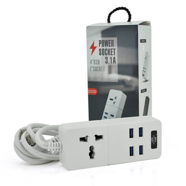 

Сетевой фильтр ТВ-Т06, 1 розетка + 4 USB, 2 м, сечение 3х0,75мм, Black - White, Box