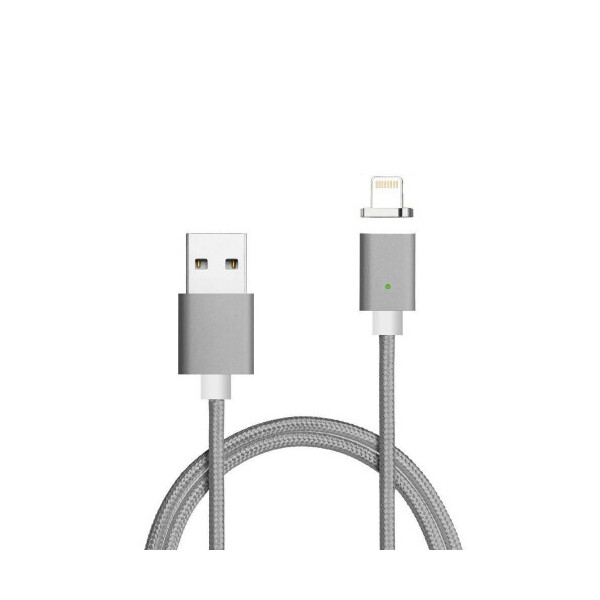 

Магнитный кабель USB 2.0 - Lighting, 1m, 2А, индикатор заряда, тканевая оплетка, съемник, Gray, Blister