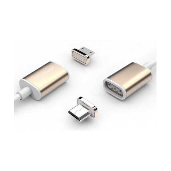

Магнитный кабель USB 2.0 - Micro, 1m, 2А, индикатор заряда, тканевая оплетка, съемник, Gold, Blister